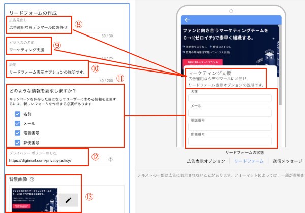 リードフォーム表示オプション設定方法3