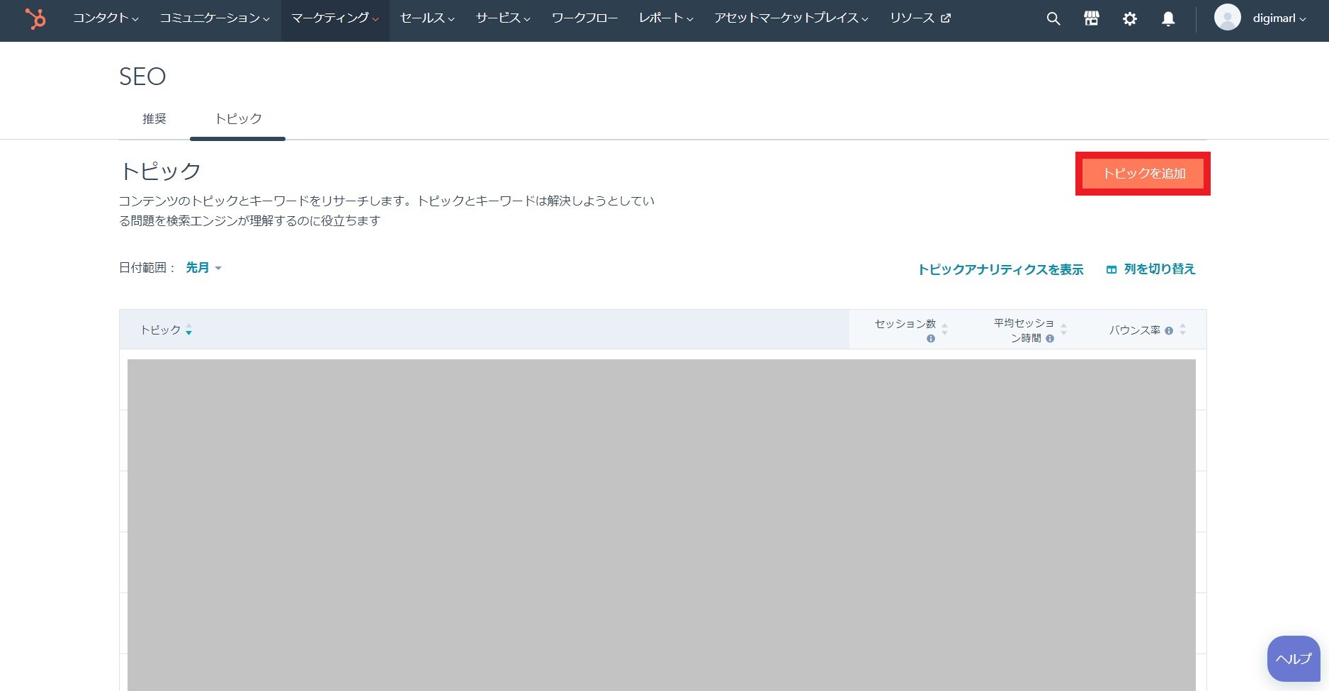 HubSpotのトピックの作成
