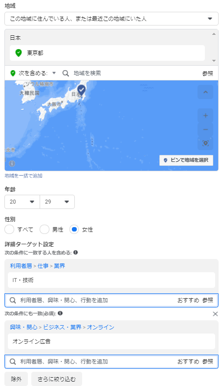 Facebook広告のオーディエンス設定